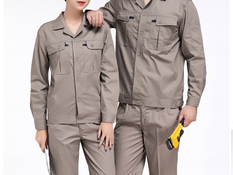 男女同款灰色系新款工作服展示，工作服订做